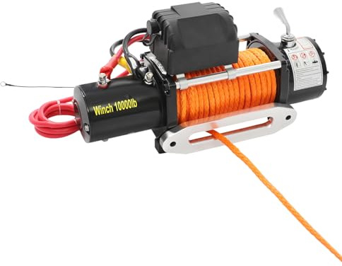 Cabrestante eléctrico de 12 V con función de bloqueo, 10000 lbs/4535,92 kg, cable de alambre de 26 metros de largo para ATV, UTV, SUV, pickup y vehículos todoterreno