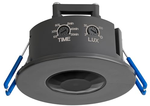 SEBSON Bewegungsmelder Unterputz, 2er Set, Reichweite 8m / 360° | programmierbar, LED geeignet 1000W, Melder 75x75x42mm, Einbauloch Decke Ø63-66mm, PIR Infrarot Sensor, 230V, 3-Draht