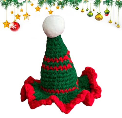 Weihnachtsmütze für Hunde, Häkelmützen – für Welpen, Kätzchen, kleine Hunde, Katzen, Kostüm-Requisiten, Zubehör, Winterparty, Urlaub