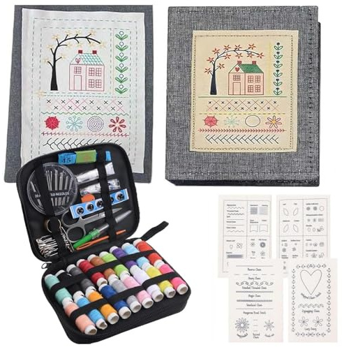 Dqsgiqe Embroidery Stitche Book | DIY-Stichbücher-Set Aus Hochdichtem Leinen Mit 143 Stiche Schritt-Anleitungen | Für Anfänger, Enthusiasten, Hobby-Basteln, Familie, Stricken Und Weben
