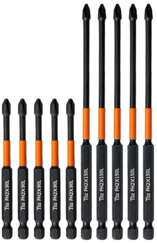 Lot de 10 tournevis cruciformes PH2 en alliage d'acier - 10 pièces - Tournevis PH2 en bois - Convient pour tournevis, tournevis sélectriques et perceuses