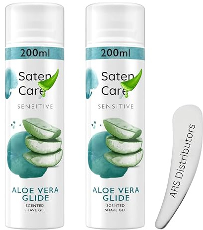 Satin Care Sensitive Aloe Vera Glide Shaving Gel for Women – Moisturising Shave Gel for Smooth, Irritation-Free Shave on Legs & Body (Pack of 2)