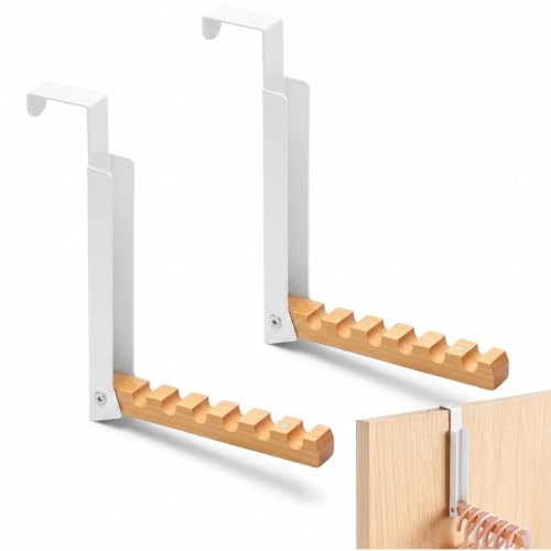 TIANLIN 2er Set Türgarderobe zum Einhängen, Klappbar, Groß, Weiß | Platzsparende Kleiderhaken für die Tür. für Mäntel, Hüte und Taschen. Für Türfalz bis 4,5 cm geeignet. Kein Bohren nötig