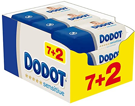 Dodot Sensitive Toallitas para Bebé, 9 paquetes de 54 unidades, 486 toallitas