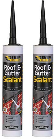 Everbuild 2 X Roof & Gutter Sealant Black 310ml EVBROOFBL