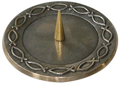 TAUFLEUCHTER Bronze mit FISCHSYMBOL Ø 12 cm Kerzenhalter für Taufkerzen christlich rund von MaMeMi