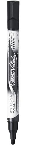 BIC Velleda Liquid Ink, Whiteboard Marker, in 4 verschiedenen Farben, Leicht abwischbar, Strichstärke: 2,2 mm, Blau/Schwarz/Rot/Grün