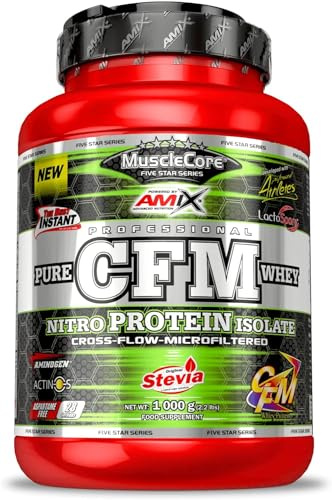 Amix | Proteína CFM Nitro Whey Con Actinos - Ayuda a Mantener la Masa Muscular - Con Enzimas Digestivas - Fácil Digestión - Rápida Absorción - Proteína en Polvo - 1 Kg - Sabor Doble Chocolate