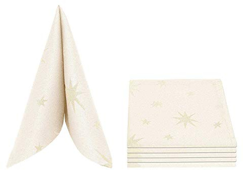 DecoHomeTextil Heimtextilmanufaktur Lurex Serviette Sterne Glitzer Weihnachten Christmas Gold 6er-Set 40 x 40 cm