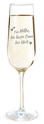 'Champán Cristal Con Grabado Mejor Abuela – Personalizado con con nombres – Cantidad de relleno: aprox. 0,2 l