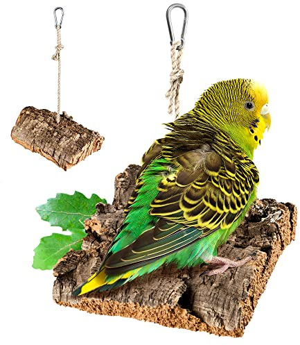 Kork-Schaukel für Vögel. Schaukel aus Naturkork (natürliche Korkrinde) zum Spielen, Schaukeln, Knabbern/Knuspern | gereinigt und desinfiziert | Zubehör & Spielzeug für Vogel, Nagetier u .a.