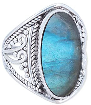 Ring Silber 925 Damen Labradorit Edelstein blau ausgefallen verspielt
