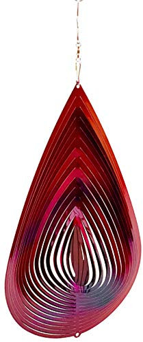 Dundee Deco W2215 Moulin à vent dans une boîte cadeau – Décoration 3D à suspendre pour intérieur ou extérieur – Mandala – Goutte de pluie – Rouge, rose, violet – 30,5 cm – Idée cadeau unique