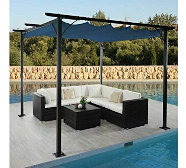 Garten Pavillon Pergola 3x3 m blau stabil Gartenzelt Partyzelt Terasse Dach neu