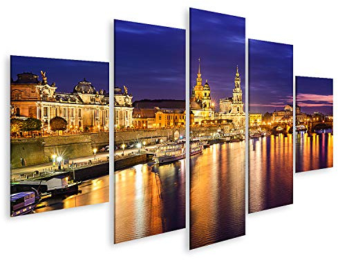 islandburner Bild auf Leinwand Dresden Deutschland Stadtsilhouette An Der Elbe Bilder Wandbilder Poster
