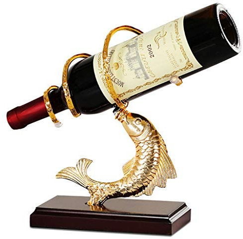 MYBA Weinregal Europäische Kreative Rotweinregal Galvanisiertes Eisen Holz Weinregal Karpfen Weinregal Weinflaschenregal Flaschenregal (Color : Gold)