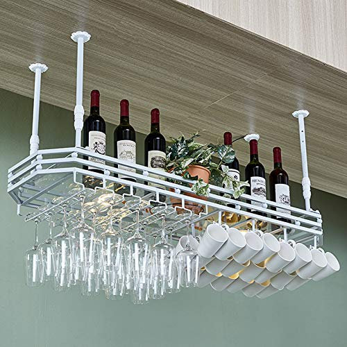 MYAOU Wine Glass Rack Hanging Glass Holders for Bar Ceiling Wine Rack Decoration Shelf Retro Style Cup Hanger Glassware Glasses Display Cabinets, 80cm/100cm