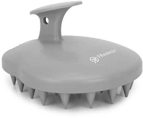 FREATECH Silicone Scalp Massager Shampoo Brush for Hair Growth, Scalp Care and Head Massage, Shower Hair Scrub Brush Scalp Scrubber/Exfoliator for Dandruff, Super Hygienic and Durable, Grey