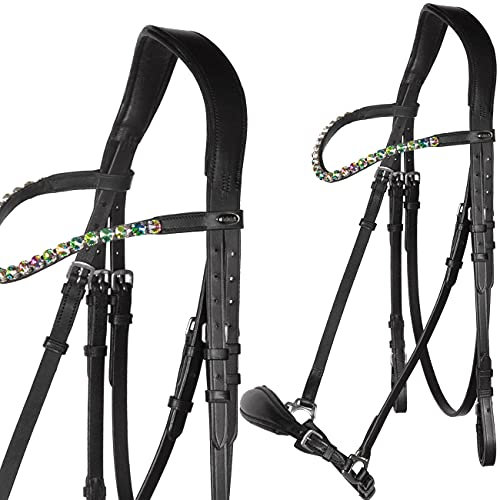 Heinick-Reitsport Trense Soft Hannoveranisch verstellbar Stride Schwarz ~ Glow-Prisma ~ Vollblut