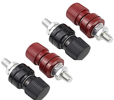 2Pcs Red and 2Pcs Black Brass Terminal Binding Post M8 Copper Screw 8mm Voltage Regulator Terminal Block Power Terminal