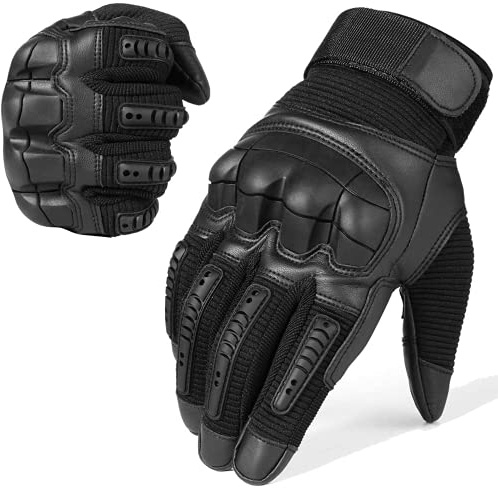 Gants Tactiques-Indestructible Chaud Imperméable Armée Militaire Tactique Plein Doigt Gants Écran Tactile Dur Knuckle Gants pour Chasse Tir Moto Cyclisme (Black,X-Large)