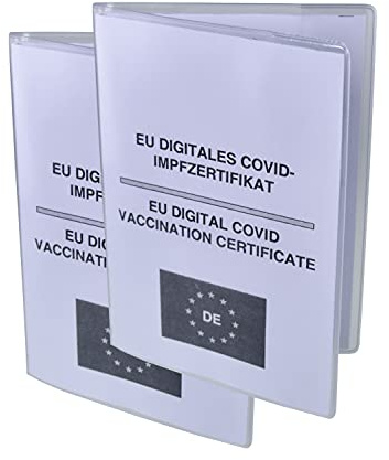 orgaexpert 2er Set Schutzhülle DinA6-155 x 110mm für COVID Impfzertifikat/Alten Impfpass - Made in Germany - dokumentenecht - transparent mit Buchrücken Hülle Etui Umschlaghülle