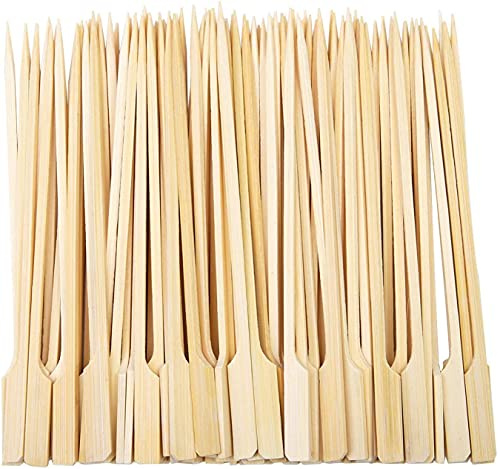 Kitchencookshop Lot de 100 Pique en Bois Brochettes en Bambou pour Barbecue, Brochettes, Hamburgers, Cocktails, Buffets (25 cm)