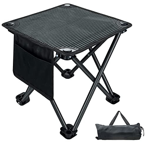 SIMDAO Portable Folding Camping Stool, Small Fishing Chair, Lightweight Foldable Footstool, Mini Slacker Stool with Waterproof Pocket For Camping, Fishing, BBQ, Picnic, Sketching, with Carry Bag