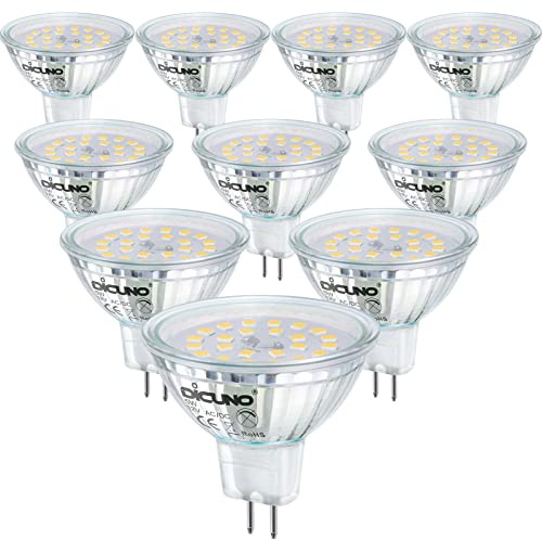 DiCUNO MR16 LED Bulbs 50W Halogen Equivalent 12V AC/DC Non-Dimmable, GU5.3 Bi-Pin Base Light Bulb 4000K Natural White 120° Beam Angle 500LM for Spot Track Landscape Lighting, 10 Packs