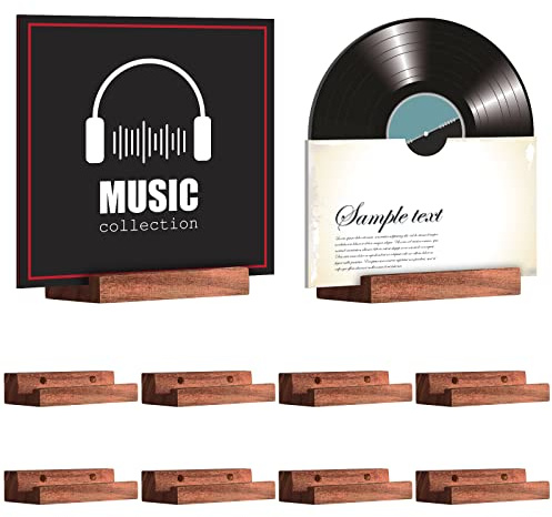 Weysat 10 Stück Vinyl-Regal, Wandhalterung, Holz, Vinyl, Schallplattenhalter, Braun, Schallplattenalbumhalter für LP-CD-Display, Lecke, Buchkunst, Aufbewahrung, Vintage-Heimdekoration