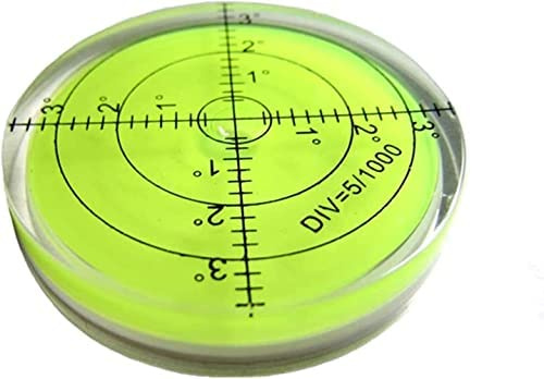 Bullseye Étui à bulles horizontal en acrylique de haute précision avec inclinomètres ronds pour instruments et tribrachs, précision 4,5 m (vert) 60 x 12 mm