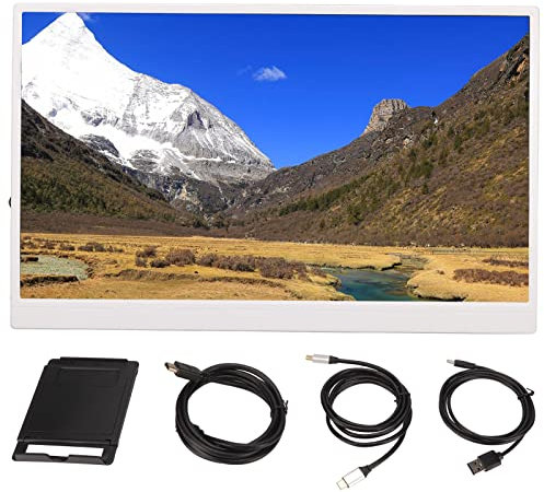 Moniteur IPS Portable 17,3 Pouces, Double Moniteur HDMI USB Type-C, 1080P 60HZ HDR, Double Haut-parleurs, pour Ordinateurs Portables PC Tablettes Smartphones, pour, pour, (Blanc)
