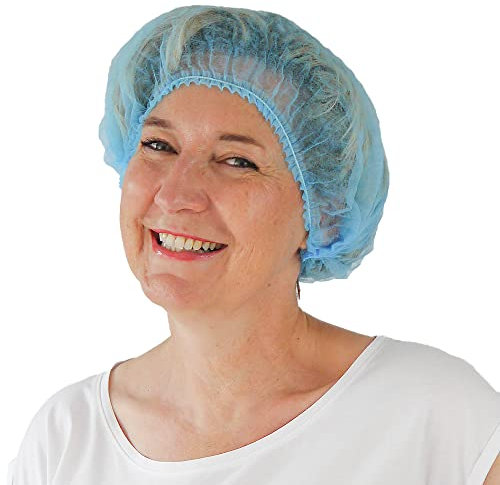 100x ARNOMED® Cuffie Monouso per Capelli 55 CM Blu, Cuffia Monouso per la Testa, Copricapo per Chirurgiche, Doccia & Igiene -Cuffie Usa & Getta Capelli, Retine per Capellii Alimentari