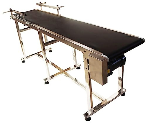 HQHAOTWU Flat Belt Conveyor PVC Belt Transport Conveyor Double Guardrails Stainless Steel Frames Industrial Transport Equipment 82.6×15.7inch Belt