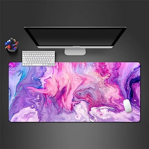 Gaming Mauspad Abstrakt Lila Marmor, XXL Gaming Mauspads 47.2x23.6x0.1 Zoll Verlängertes Großes Mauspad Schreibtischauflage, rutschfeste Gummibasis Einfach Zu Reinigen für Gamer/Desktop/Büro/Zuhause