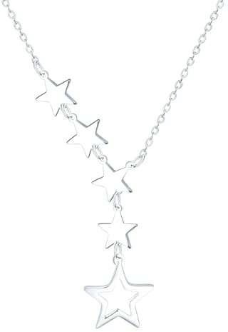 feilok Damen Kette aus 925 Silber Halskette für Frauen Mädchen Stern Weihnachten Valentinstag Muttertags