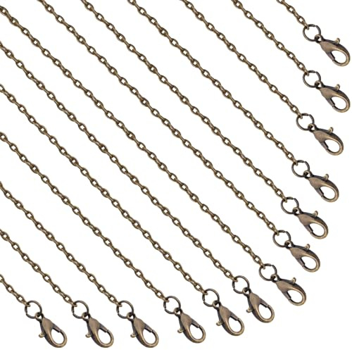 Lemonkey 24 Pcs Necklace Chains Bulk,Bronze Chains for Jewelry Making | 18 inch thin cable link necklace, finished chains, ideal for DIY activities, crafts, gift
