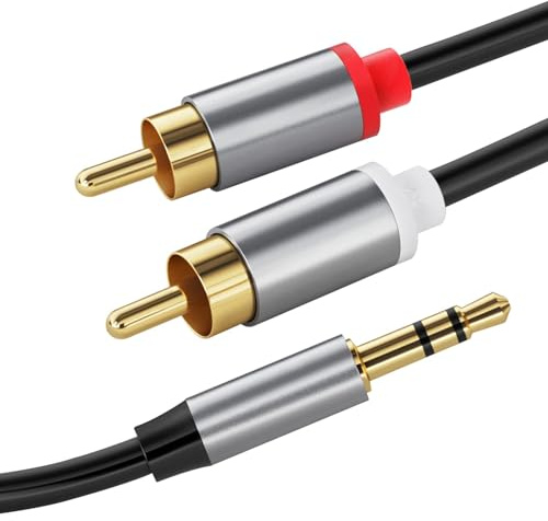 CABLEPELADO Câble audio stéréo jack 3,5 mâle – 2 x RCA mâle, câble Jack vers 2 RCA avec HiFi son, adapté pour mobile, tablette, PC, iPod, amplificateur, haut-parleur, TV, DVD, contacts plaqués or, 3 m