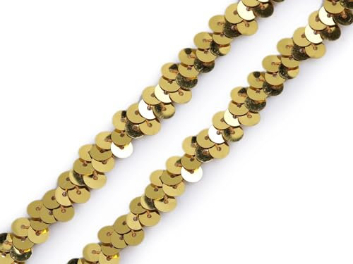 Stretch-Pailletten, Paillettenband, Paillettenborte elastisch in den Farben gold, rot, schwarz, silber, 10mm, VE: 1,5m (gold)