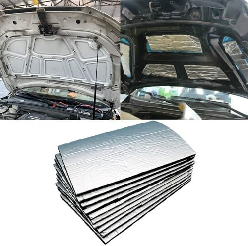 Yeeliv 10Pcs Car Sound Deadening Mat 25 x 18cm, Self-Adhesive Butyl Sound Deadener Mat, Audio Noise Insulation & Heat Dampening Pads for Car Hood, Door, Trunk, Floor, and Ceiling