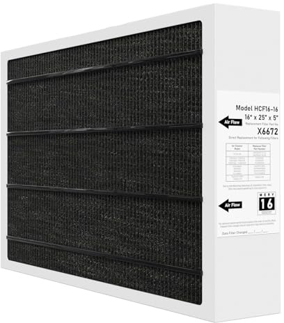 X6672 MERV 16 16x25x5 ugnsfilter kompatibelt med Lennox X6672 hälsosamt klimat kolrengöring för ugn HVAC-system, del #HCF16-16, 16x25x5 (faktisk storlek: 40 x 6,7 x 4,4 tum), 1-pack