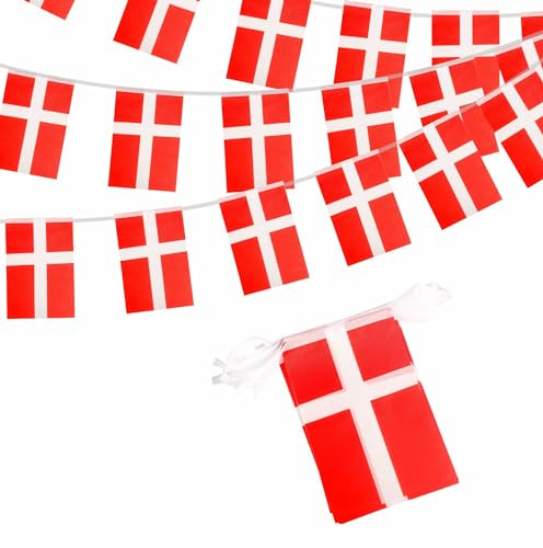 Danmark 10 m 30 danska vimpelkrans, flagga dekoration för världsfest fotboll 2026 konstitutionsdag olympiska spelen bar trädgård gata ornament feststöd
