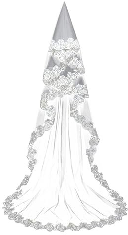 UYRVAPE Hochzeitsschleier Brautschleier lang 3m Kathedrale Kapelle Brautschleier weißer Brautschleier lang einfach elegant hochzeitszubehör für damen