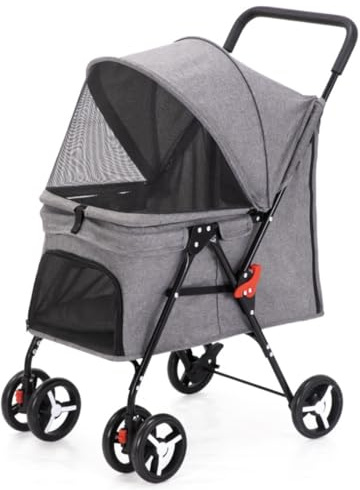Kattvagn Hundvagn Husdjursvagn Resevagn För Husdjur Vikbar Hundvagn Kattvagn Vikbar Valpvagn För Små Medelstora Hundar Katter Husdjur Buggy Hundbarnvagn(Grey)