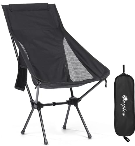 Outplea Sillas Camping Plegable Ligeras, Silla Playa Plegable Alta, Sillas de Pesca para Exterior Picnic Jardín Senderismo, Negro
