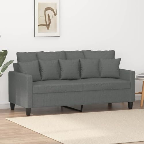Homgoday 2-Sitzer-Sofa Sofa Couch Loungesofa Doppelsofa Moderne Relaxsofa Relaxcouch Loveseat Gästesofa Sofa Sitzmöbel für Wohnzimmer Büro Schlafzimmer Dunkelgrau 140 cm Stoff