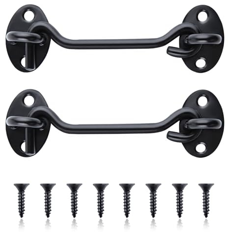 GOLD DEER 2 Stück 10,2 cm massiver dicker Edelstahlhaken und Ösenriegel für Türhaken und Ösenriegel Edelstahl Scheunentürriegel Türschloss Hardware Schiebetürschloss