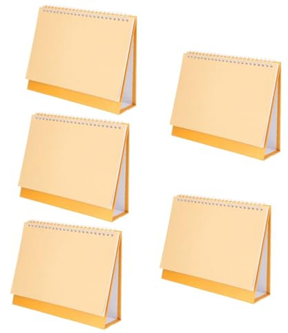 SEWACC 5sätze Handgefertigter Tischkalender Kreativer Leerer Schreibtischkalender Für Studenten Mit Handgemalten Innenseiten Und Stabilem Goldenem Kalenderständer Für Büro Und