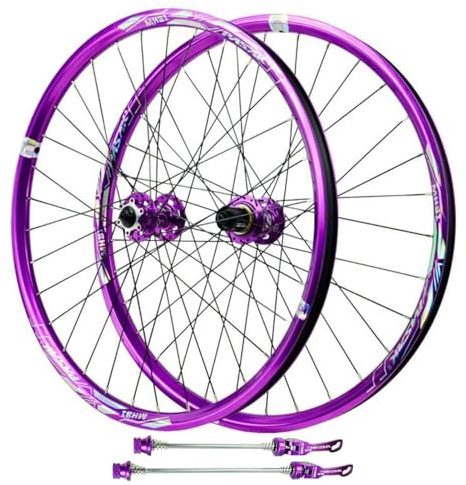 GEIRONV 26 27,5 29 Zoll Mountainbike Radsatz, Aluminiumfelge Vorne 2 Hinten 4 Lager 32H Scheibenbremse 9mm Schnellspanner for 1,5-2,8 Zoll Reifen(Purple-HG,27.5inch)