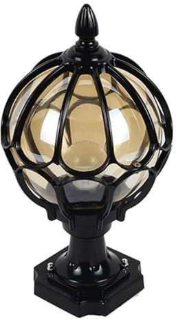 Standleuchte Aussen Pollerleuchte Moderne Säulenleuchten for den Außenbereich, Vintage-Globus-Laternenpfostenlampe, IP55, wasserdichter Aluminium-Glas-Lampenschirm, Außensäulenbeleuchtung for Zaun, Te